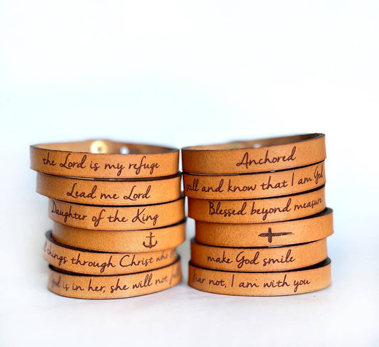 Scripture Thin Leather Bracelets