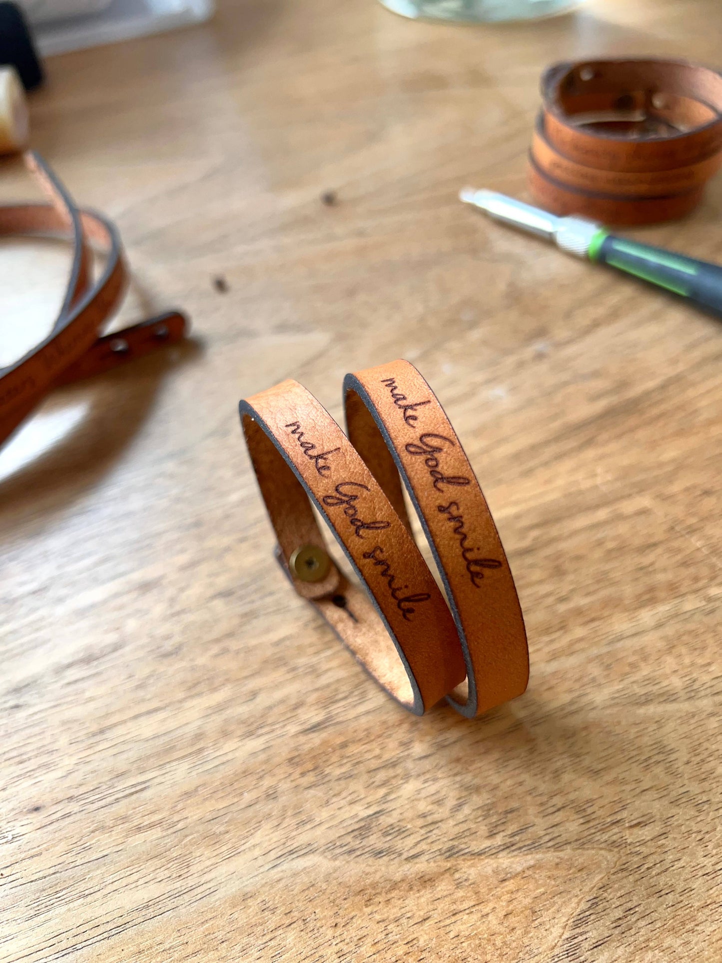 Scripture Thin Leather Bracelets